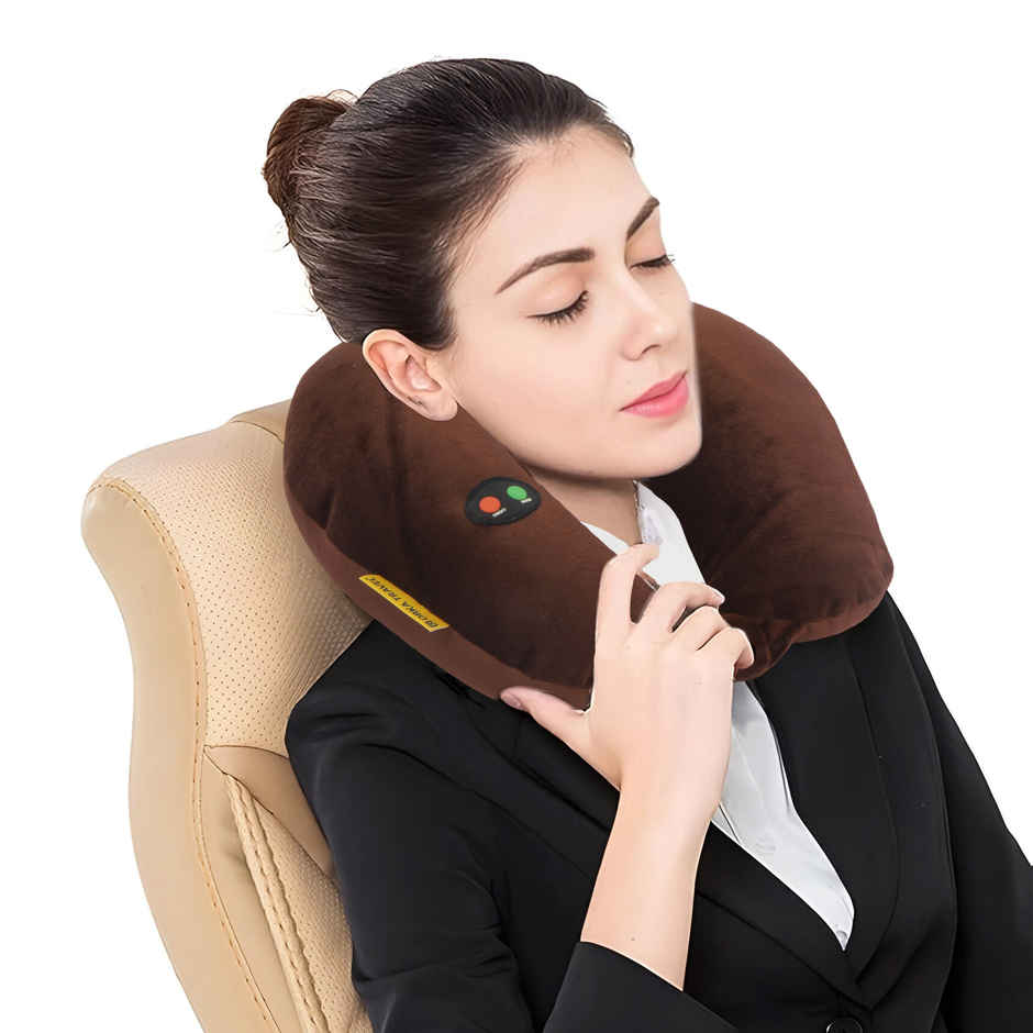 ORKA Unisex Solid Spandex Neck Pillow | Brown - M