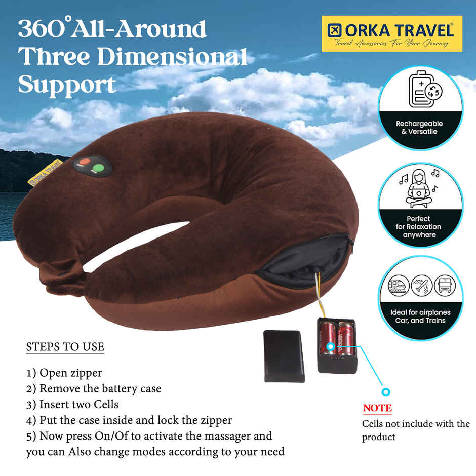 ORKA Unisex Solid Spandex Neck Pillow | Brown - M