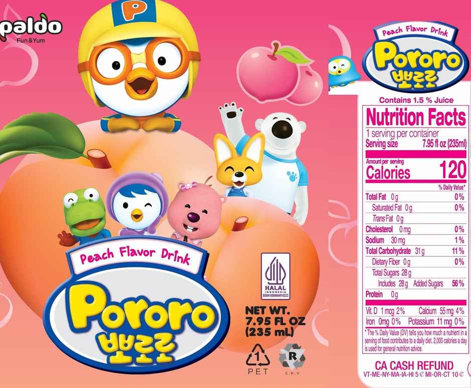 Paldo Teumsae Ramyun Spicy Korean Noodles (Pack Of 5)(600gms) & Pororo Korean Drink Peach Flavor(235ml) Combo