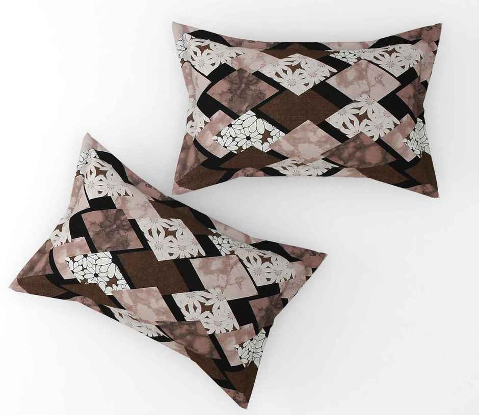 Furnofy Premium Double Geometric Bedsheet | With 2 Pillow Covers | Multicolor | 90 x 100 in