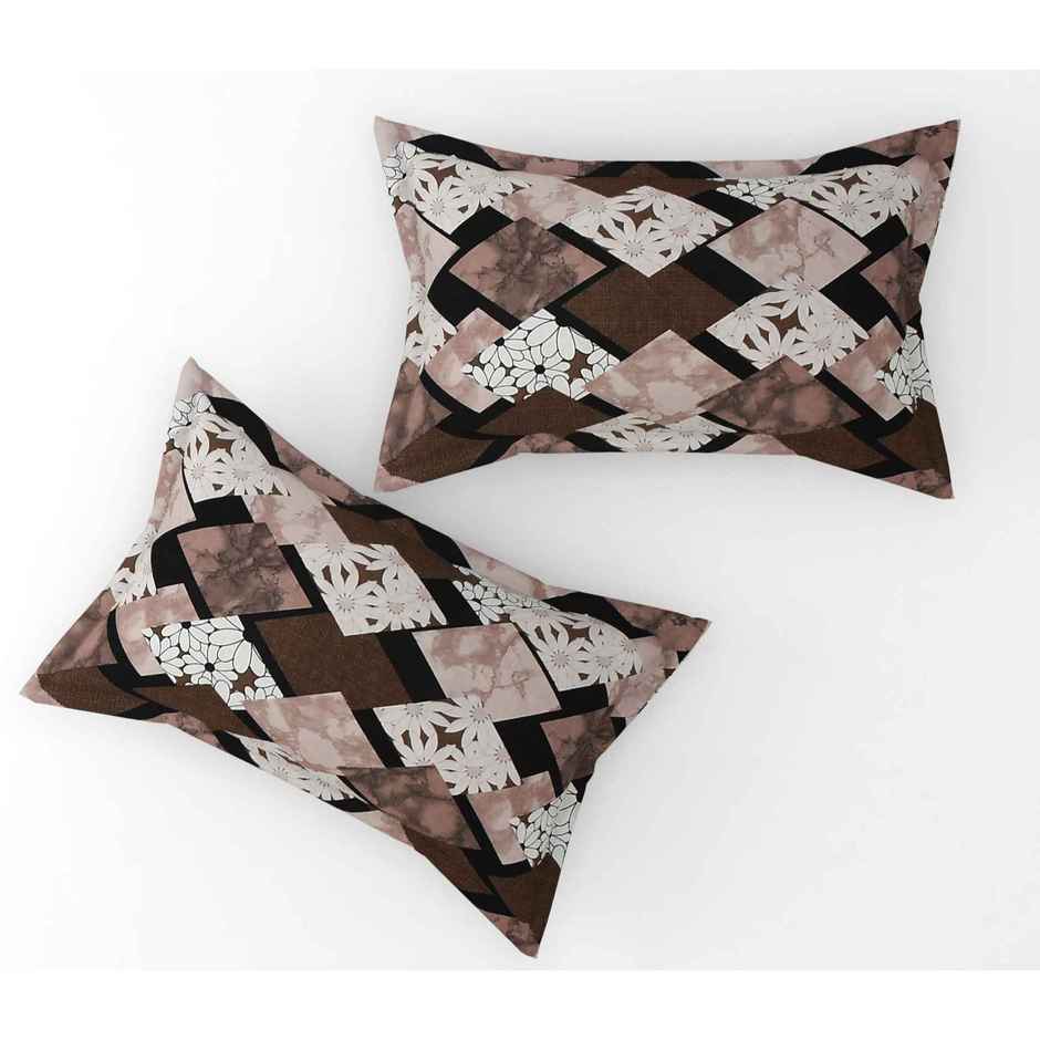Furnofy Premium Double Geometric Bedsheet | With 2 Pillow Covers | Multicolor | 90 x 100 in