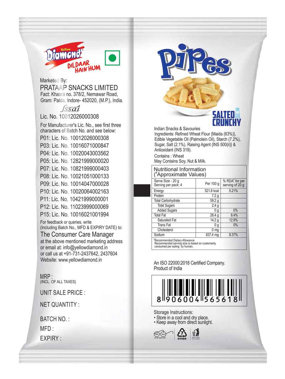 Yellow Diamond Plain Salted Pipe