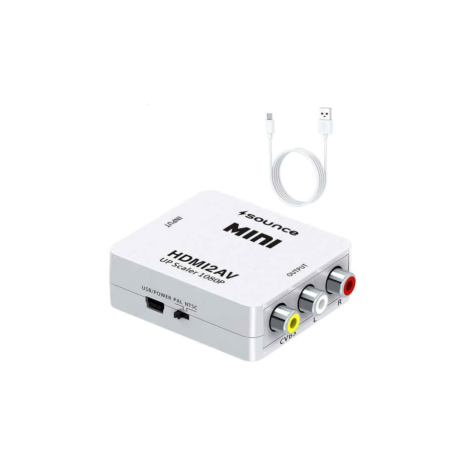 Sounce Mini HDMI2AV Up Scaler 1080p | HDMI To RCA | HDMI To AV | 1080p HDMI To 3RCA