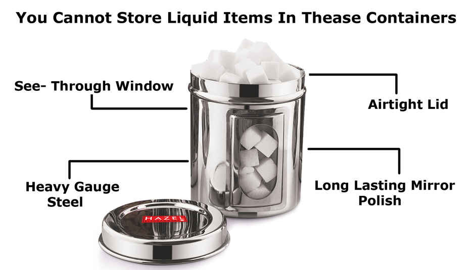 Hazel Stainless Steel Transparent Containers Set, 5 Pcs | Airtight Kitchen Storage