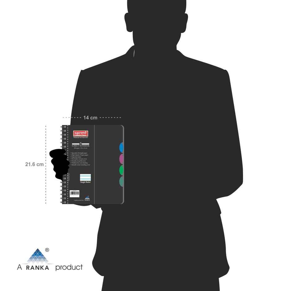 supremo A5 - Executive Diary 5 Subject, 70 Gsm, Single Ruled, 300 Pages, Wiro Binding