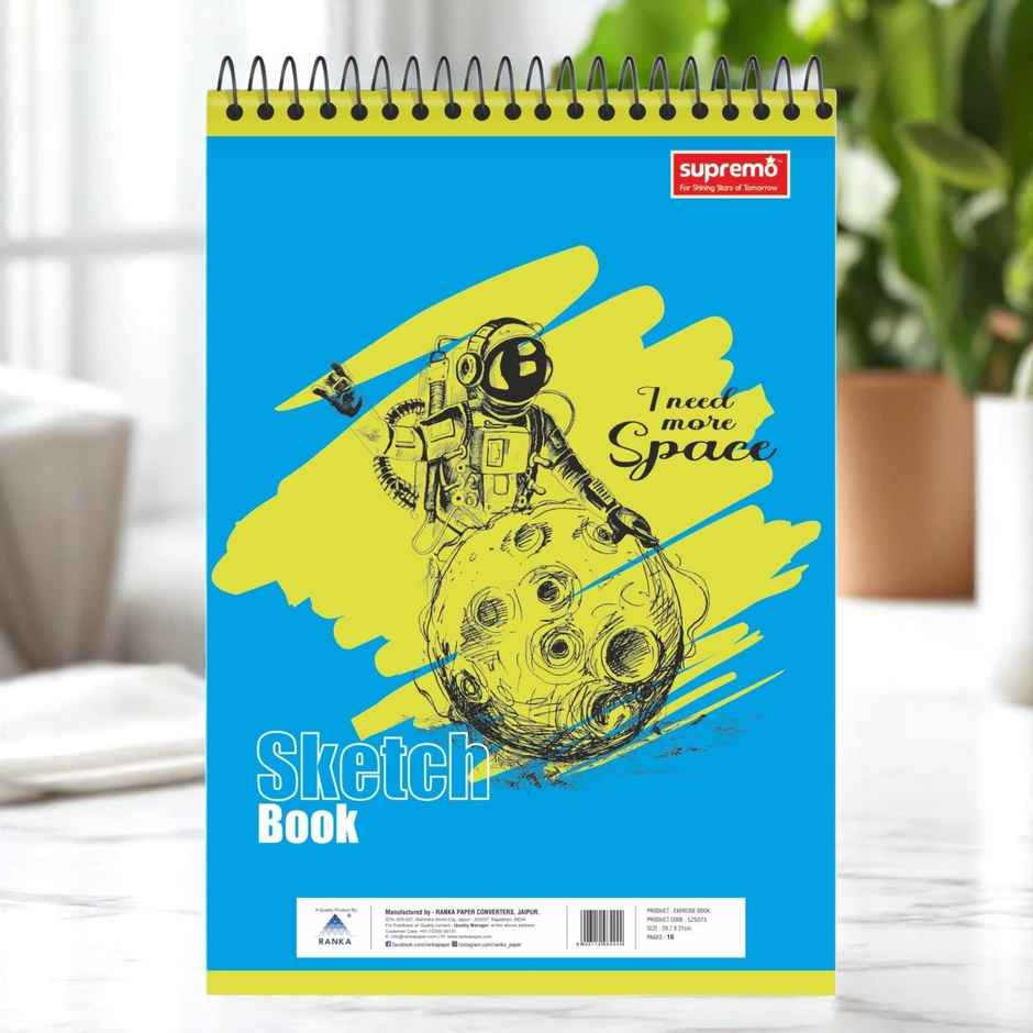 Ranka Supremo Sketch Book A4 Spiral Unruled | 36 Pages | 100 GSM | Assorted