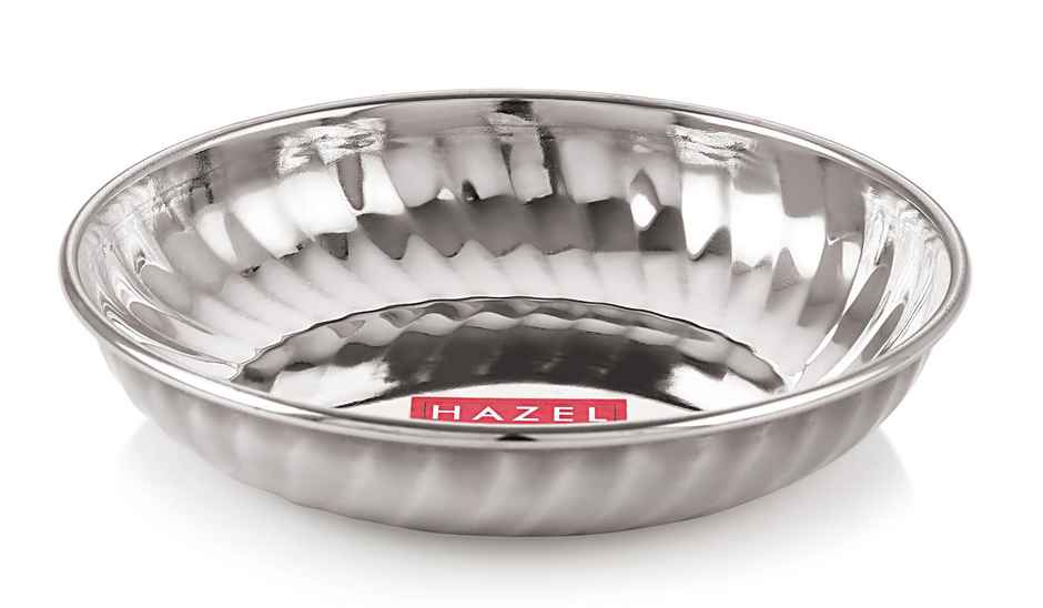 Hazel Stainless Steel Sweet Dish Plates, Each, Set Of 6, For Dessert Serving