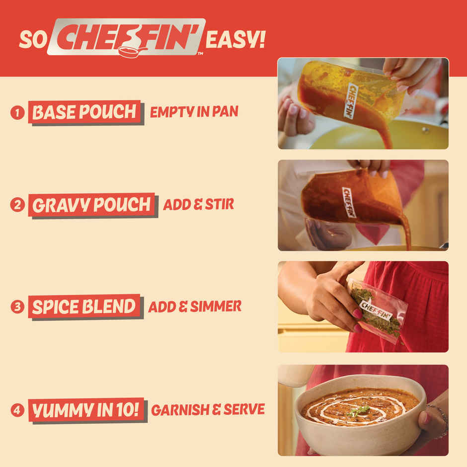 Cheffin' Dal Makhani | Gourmet Cooking Kit | Serves 2-3 | Ready in 10 Min