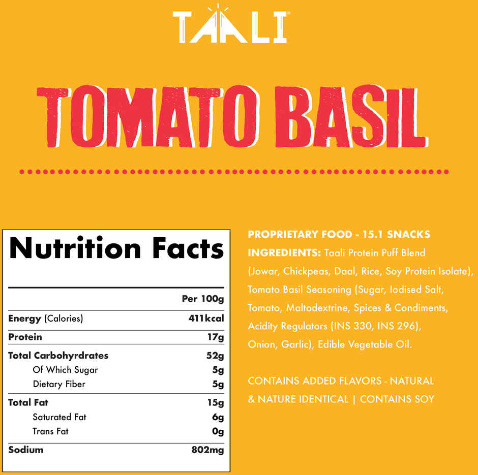 Taali Protein Puffs Tomato Basil