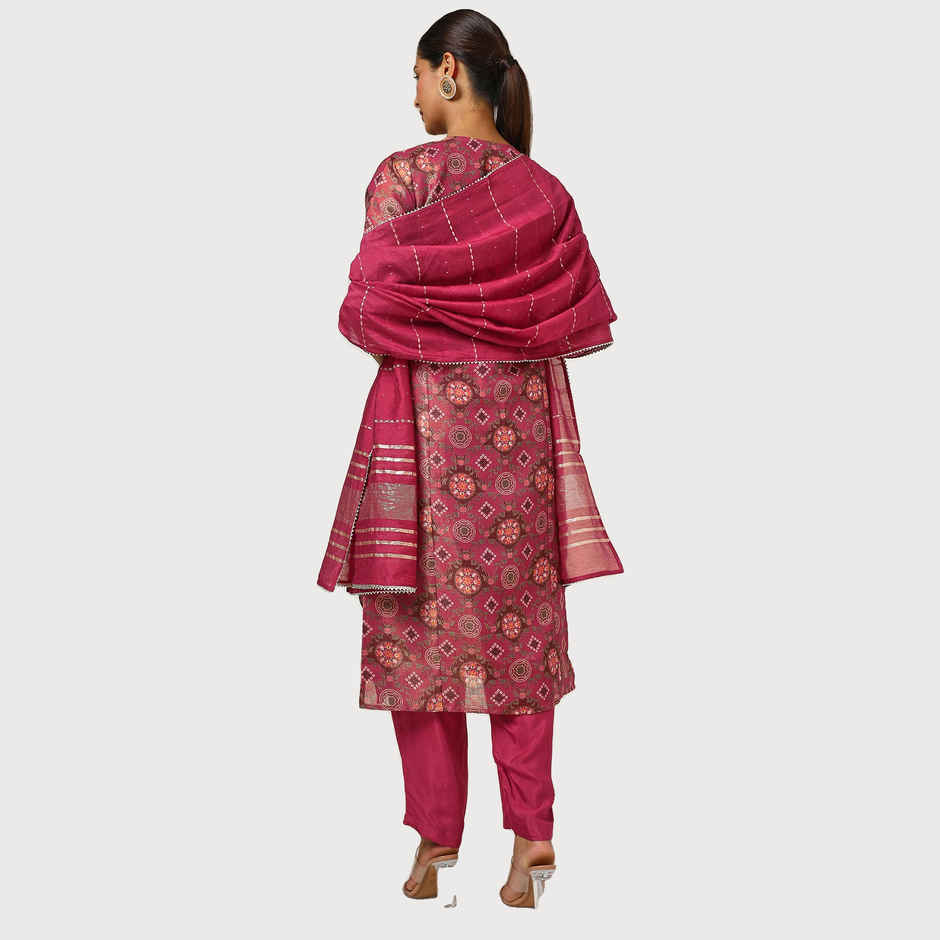 Soch Women's Rust Tissue Floral Print Suit Set With Gotta Patti L