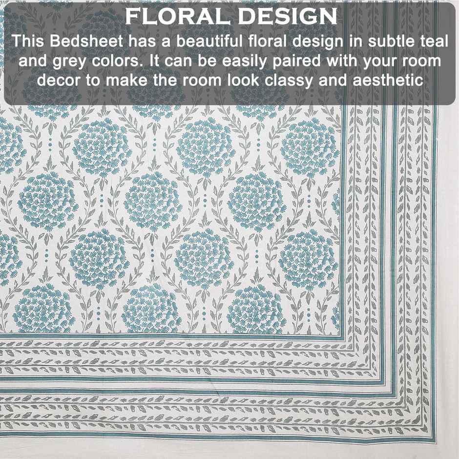 BAY6 100% Cotton Single Rajasthani Bedsheet - 90 in x 60 in - Traditional Blue Motifs Design