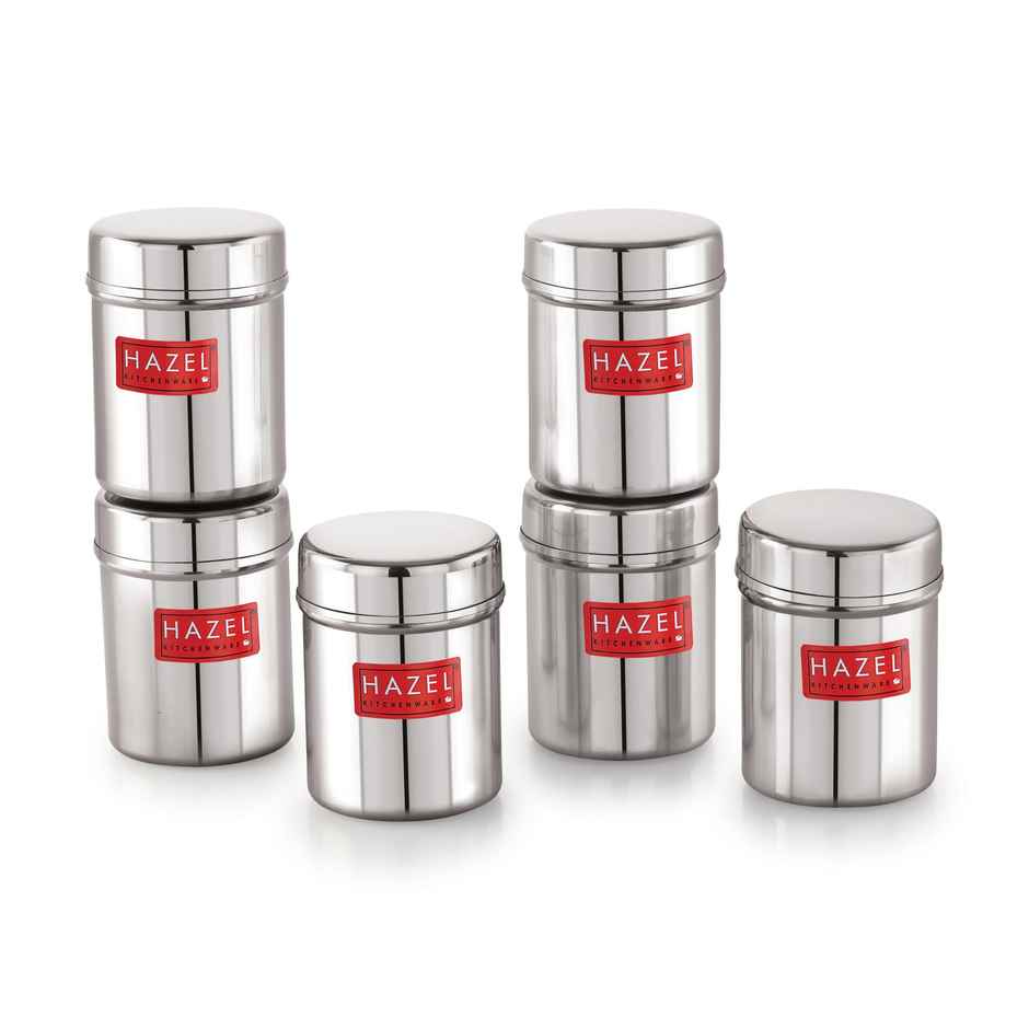 HAZEL Stainless Steel Container | Kitchen Air Tight Storage Dabba Containers | Set of 6 - 150 ml