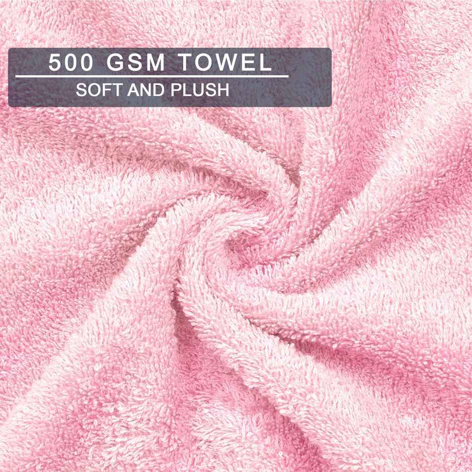 BAY6 100% Cotton Hand Towels - 60 cm x 40 cm | 500 GSM - Baby Pink - Set of 2