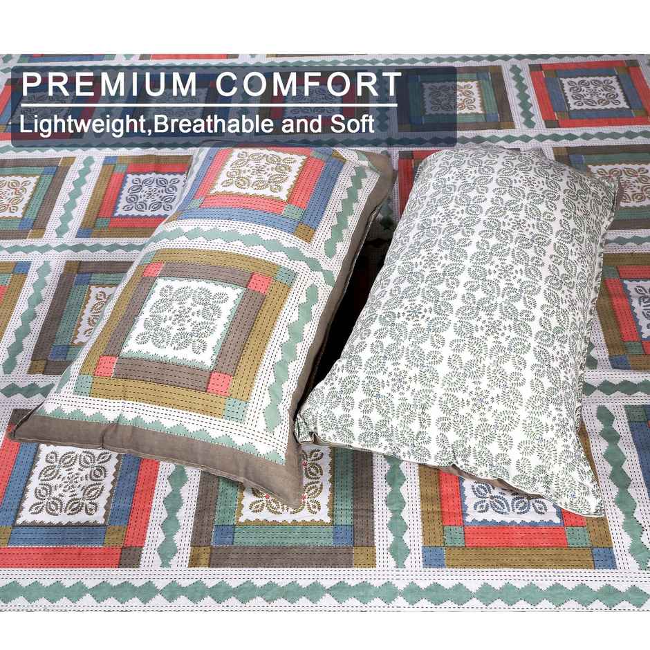 BAY6 100% Cotton King Bedsheet 104 in X 88 Inch, Ethnic Multicolor Geometric Design