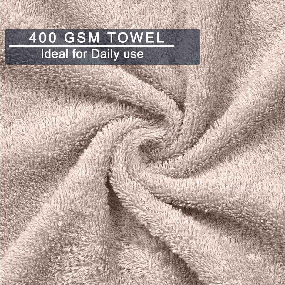 BAY6 100% Cotton Hand Towels | 60 cm x 40 cm | 400 GSM | Light Brown | Set of 2