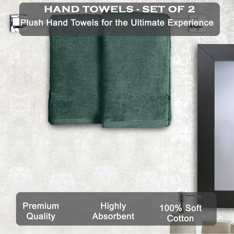 BAY6 100% Cotton Hand Towels - 60 cm x 40 cm | 500 GSM - Olive Green - Set of 2