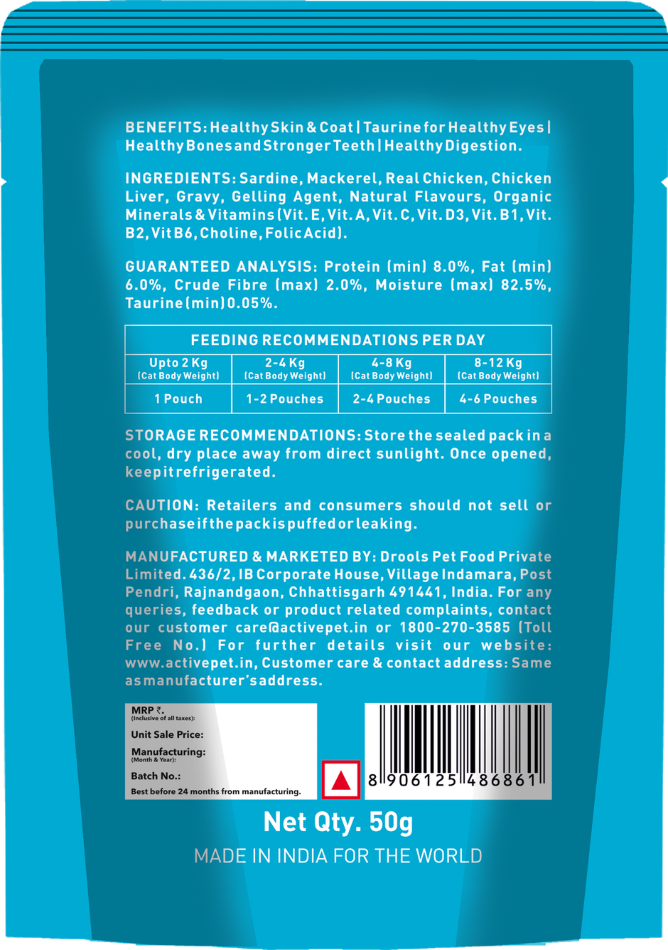 Active Adult Cat Wet Food, Real Ocean Fish in Gravy, 8 Pouches ( Buy 1 Get 1 Free)
