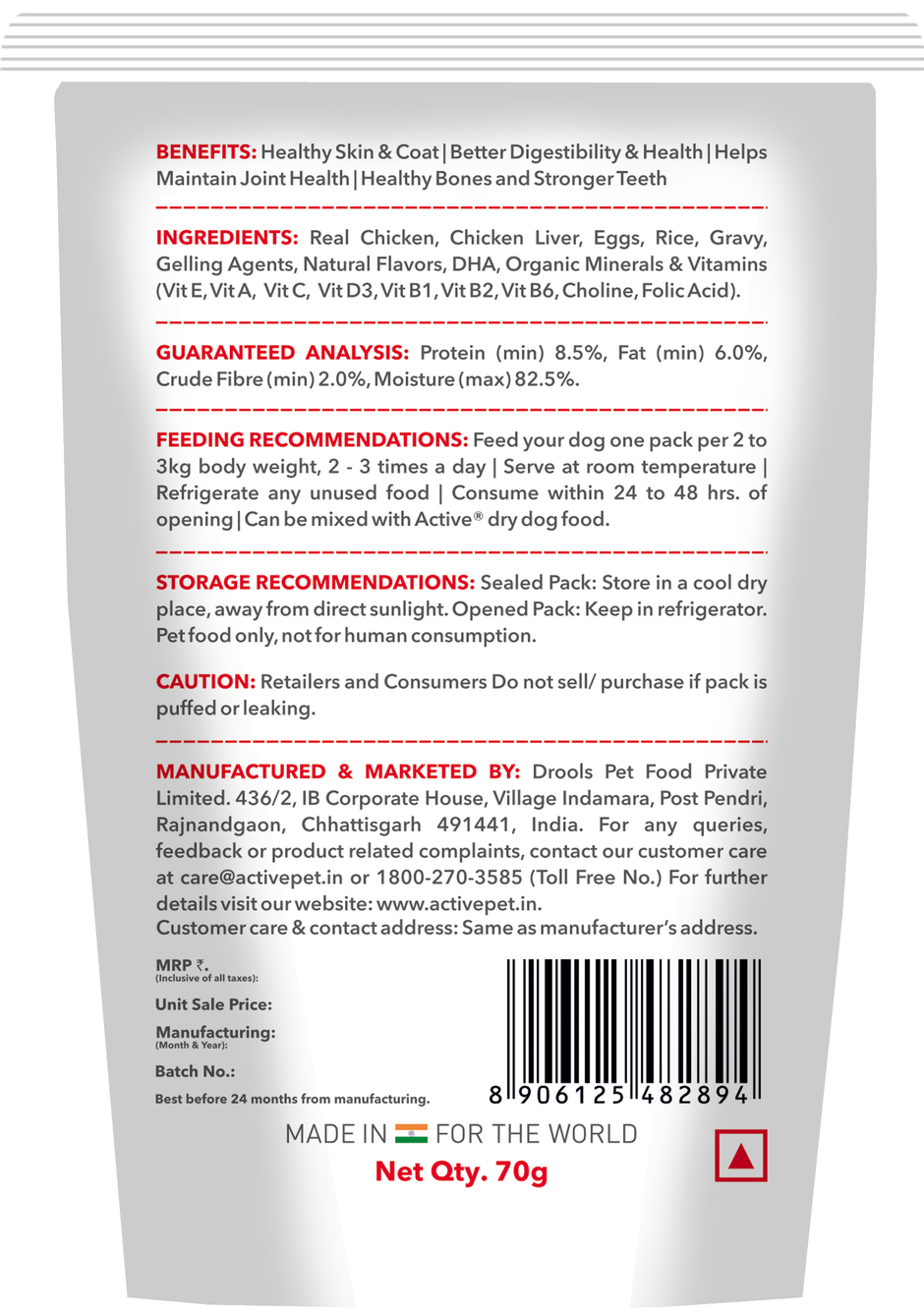 Active Puppy Gravy Wet Dog Food Chicken Liver and Real Chicken