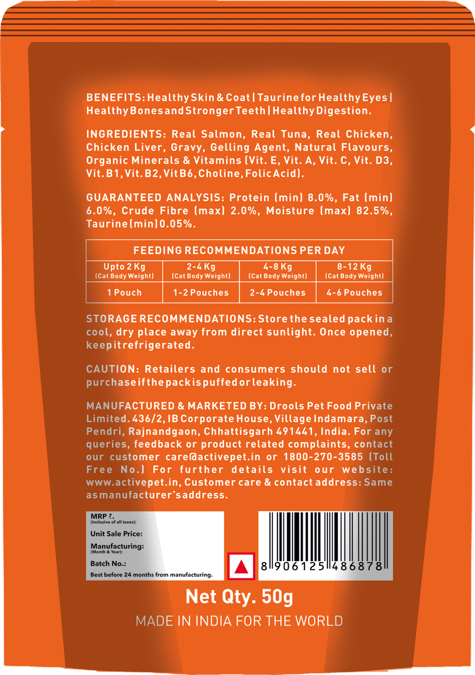 Active Adult Cat Wet Food Real Salmon in Gravy