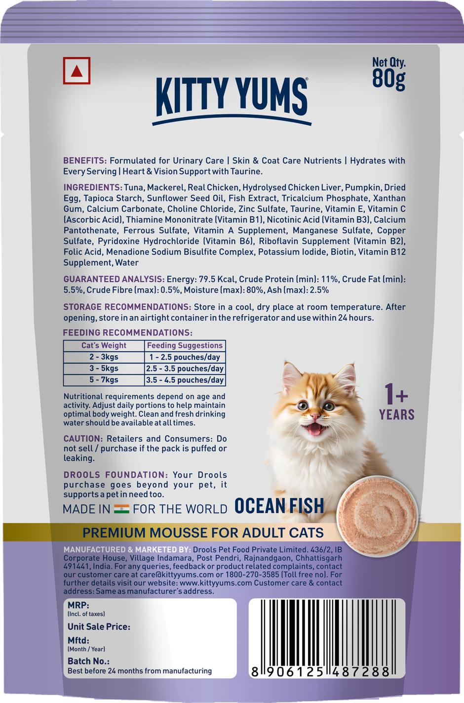 Kitty Yums Ocean Fish Mousse Adult Cat Wet Food