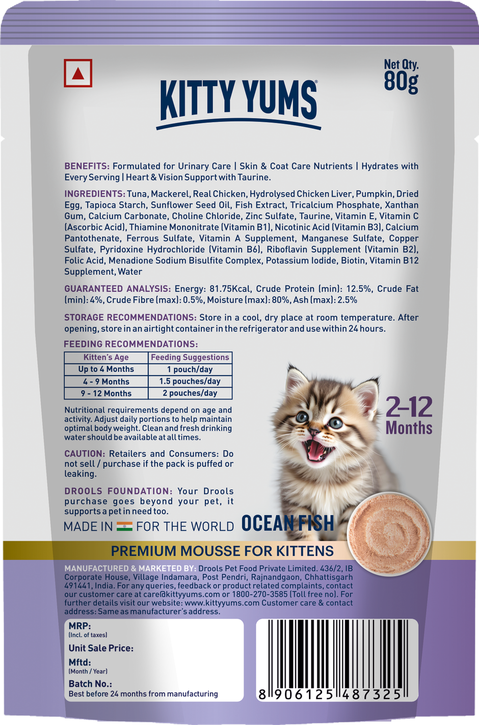 Kitty Yums Ocean Fish Mousse Kitten Wet Cat Food