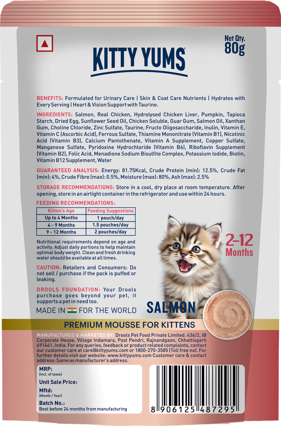 Kitty Yums Salmon Mousse Kitten Wet Cat Food
