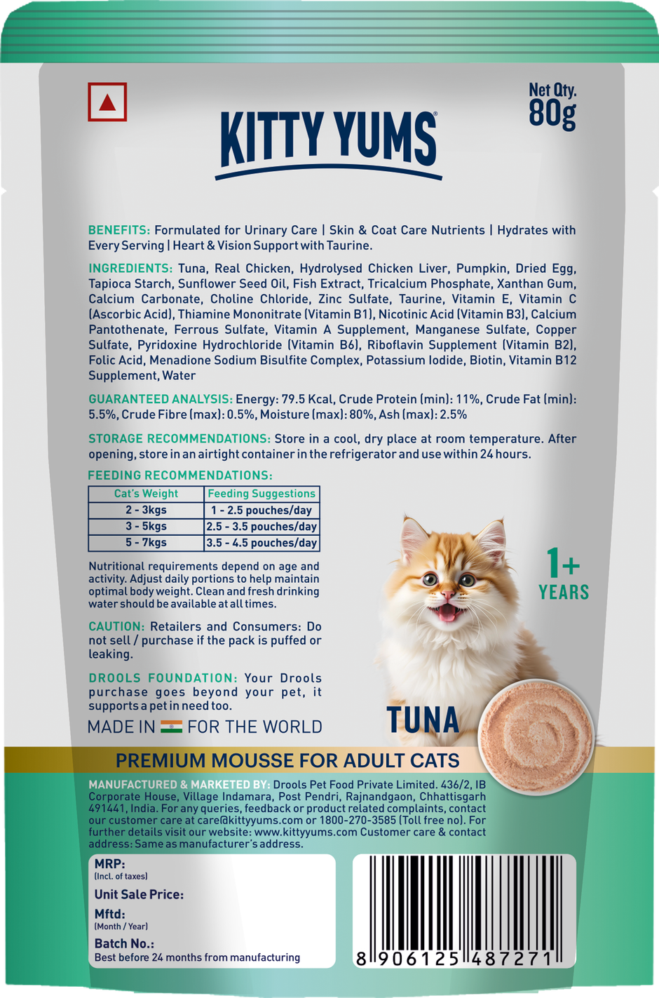 Kitty Yums Tuna Mousse Adult Cat Wet Food