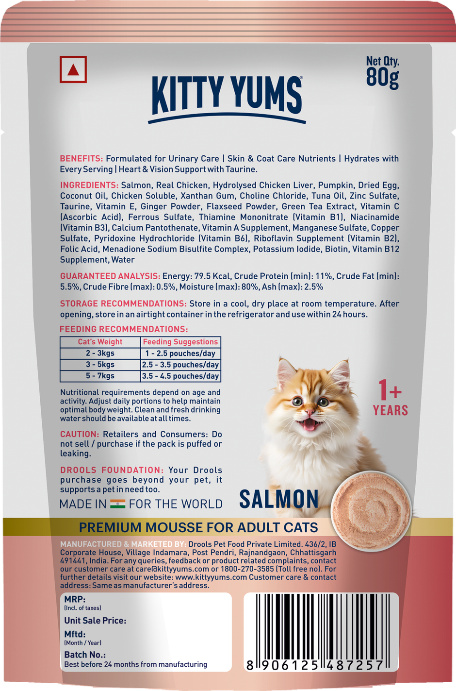 Kitty Yums Salmon Mousse Adult Cat Wet Food