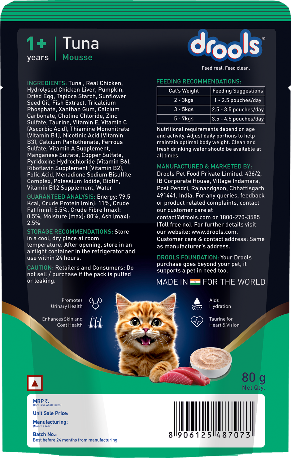 Drools Tuna Mousse Adult Cat Wet Food 80gm