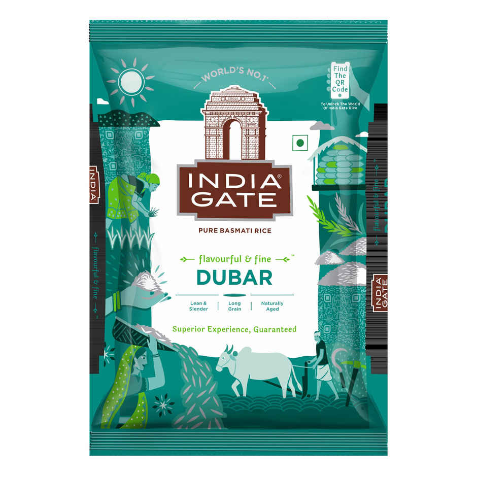India Gate Flavourful and Fine Dubar Basmati Rice | Long and Slender Grains | Naturally Aged Combo
