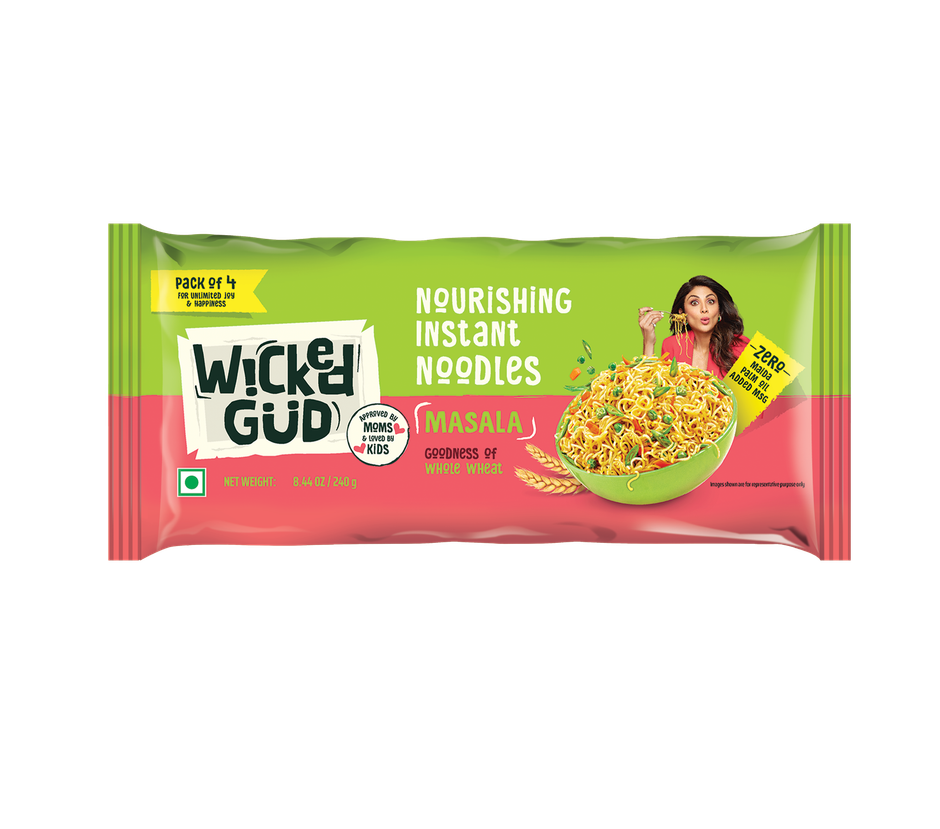 WickedGud Whole Wheat Masala Noodles | No Maida | No Palm Oil | Source of Protein
