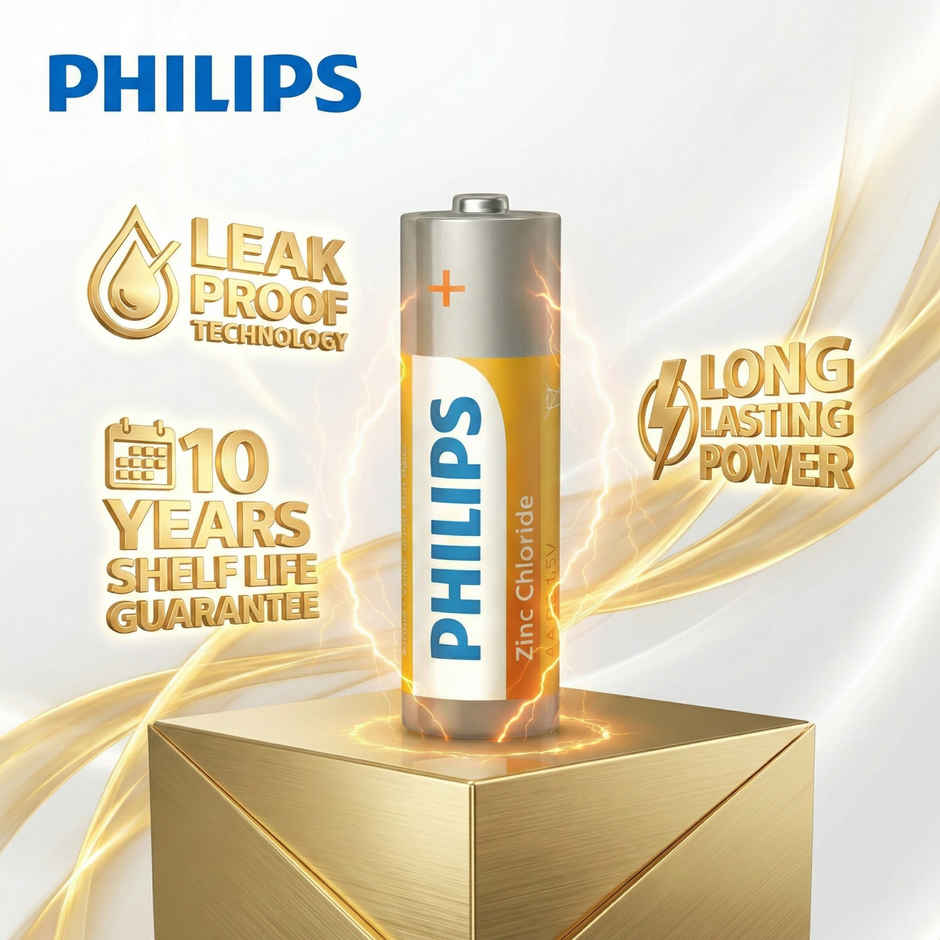 Philips AA Zinc Chloride Battery | 1.5V | Long Lasting | Leak Resistant