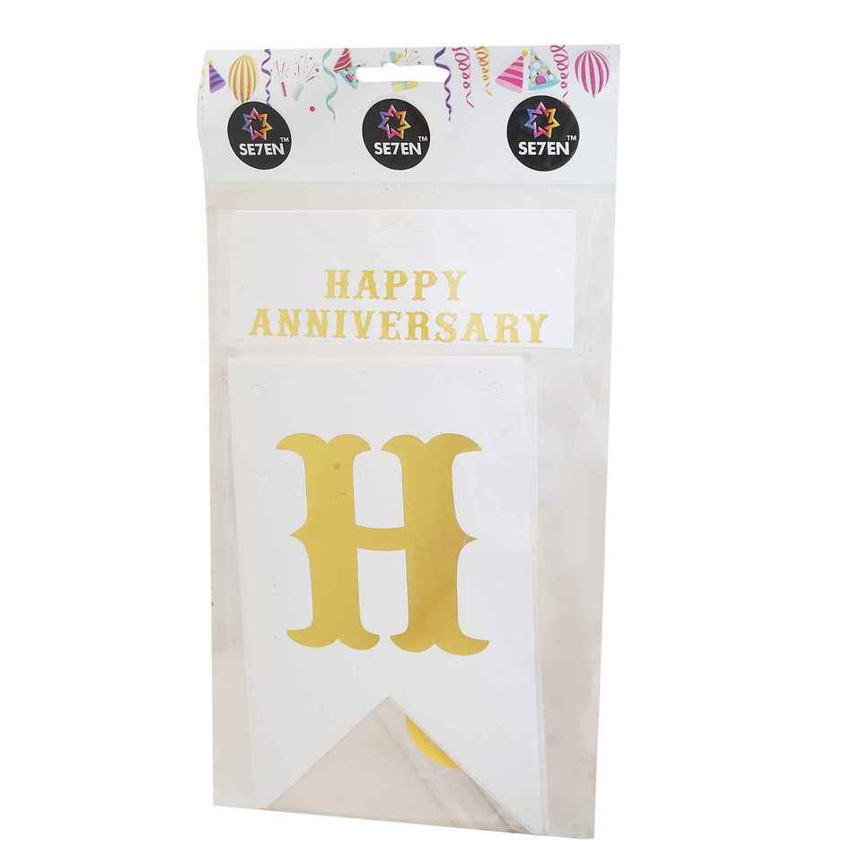 Happy Anniversary Banner | 16 Paper Flags | Colour May Vary | Se7en