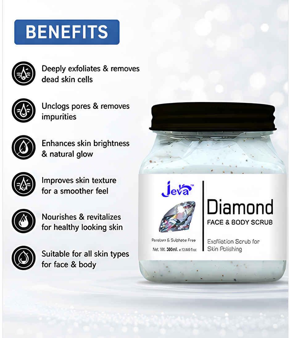 Jeva Diamond Scrub | Exfoliating & Radiance-Boosting Gel for Smooth Skin