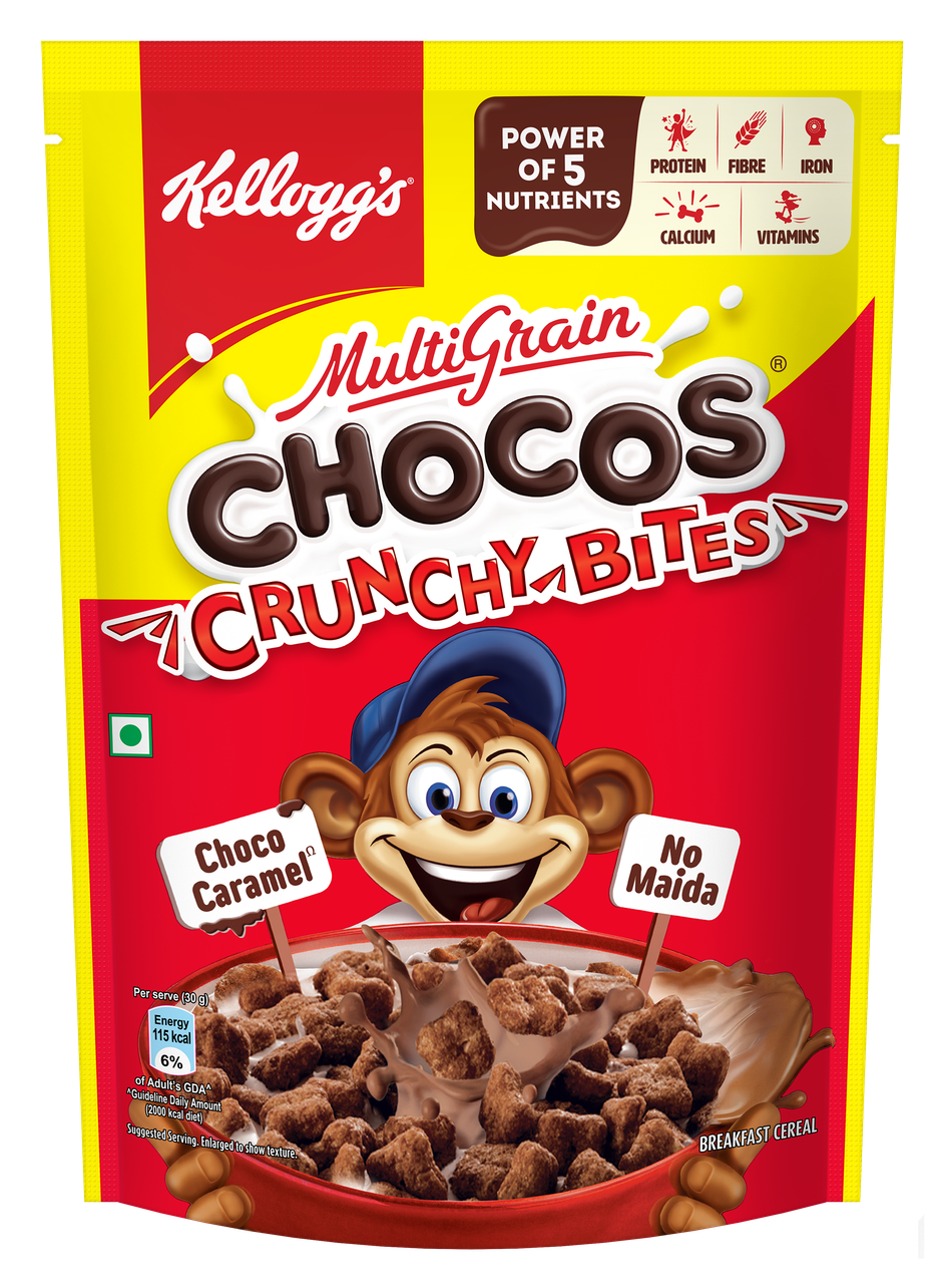 Kellogg's Multigrain Chocos Crunchy Bites | Source of Calcium & Fibre, High in Protein