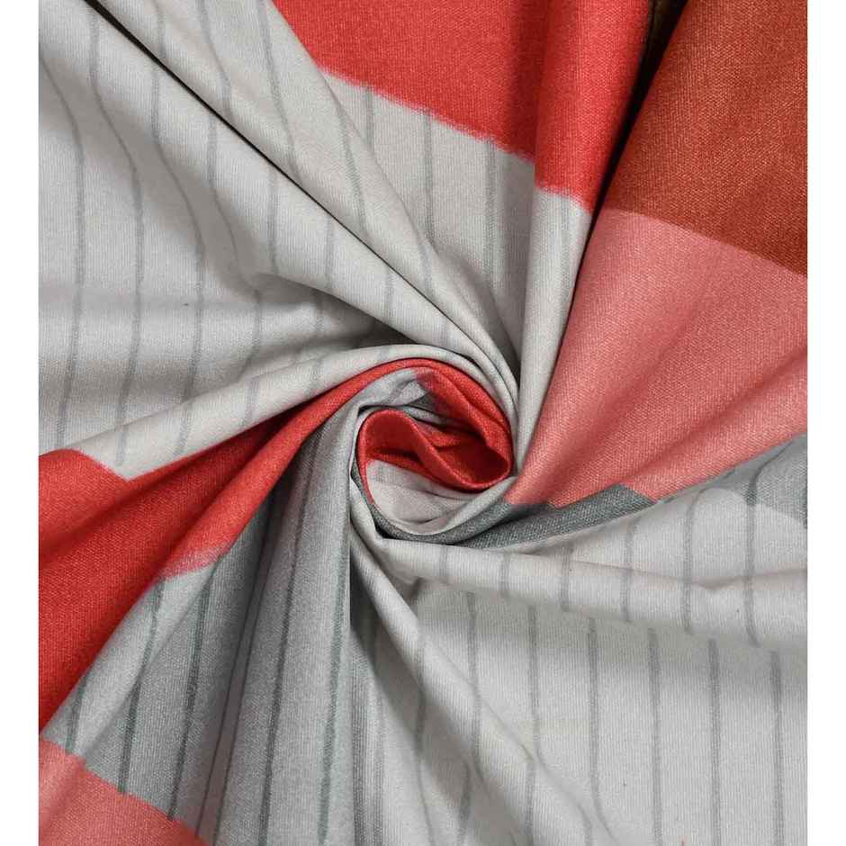 Casacraft by Pepperfry Red Abstract 210 TC Microfibre Single Bedsheet With 1 Pillow Cover