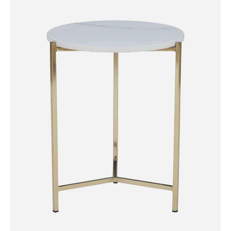 Casacraft by Pepperfry Woodsworth Franz Metallic End Table With Golden Base & White Porcelain Top