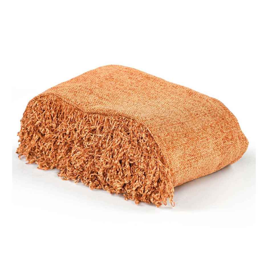 CasaCraft Pepperfry Sofa Covers Rust 51x71 Inch Reversible Soft Chenille Polyester Blanket for Home
