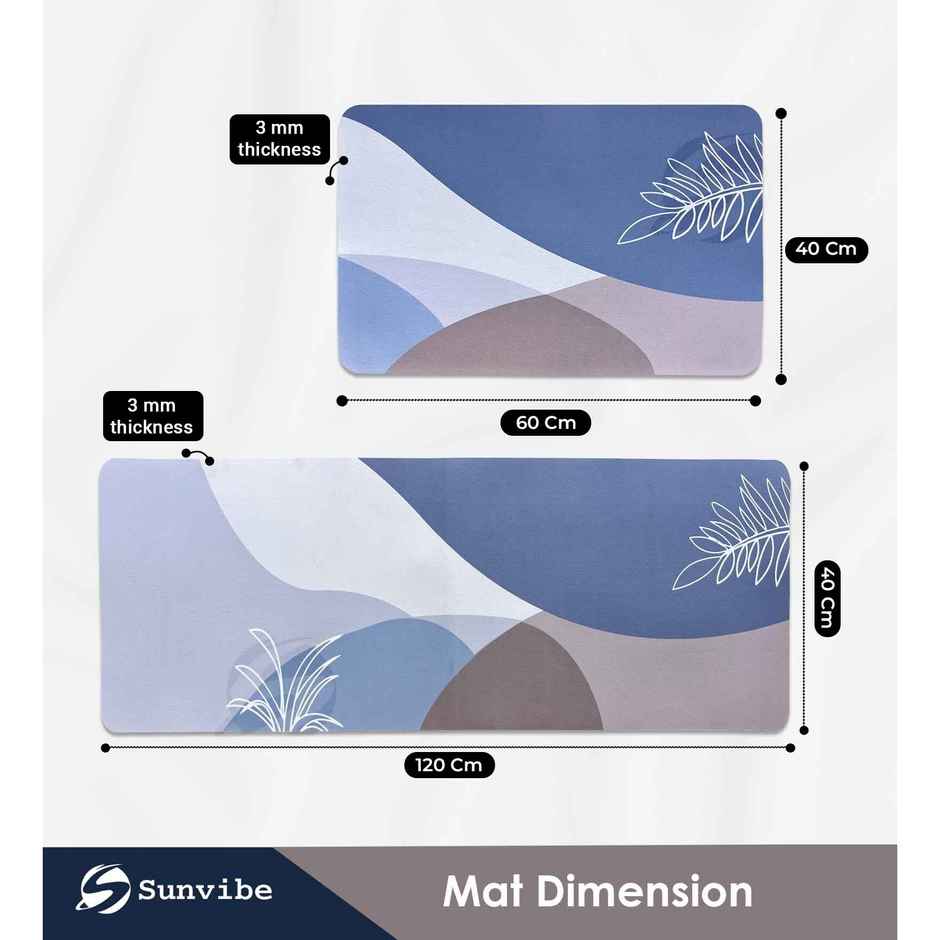 Casacraft by Pepperfry Anti- Skid Abstract Door Mat and Floor Runner set | Multicolor