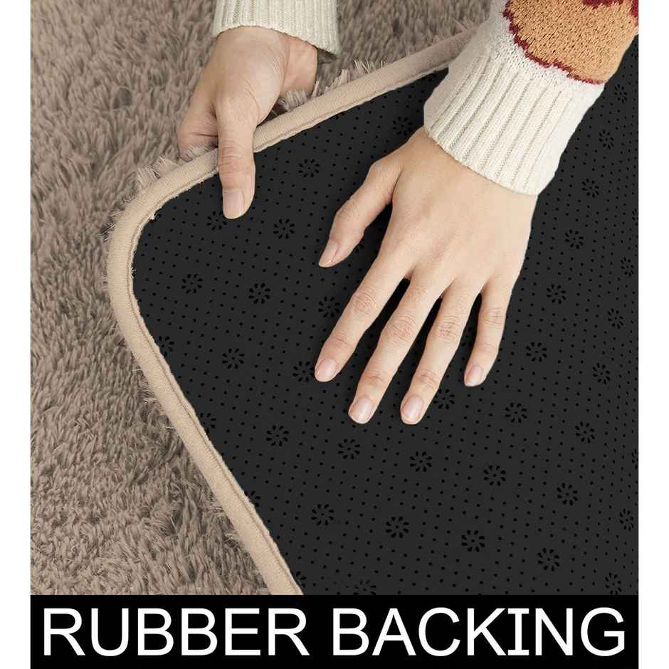 Casacraft by Pepperfry Taupe Solid Polyester AntiSkid Door Mat | 76 x 46 cm