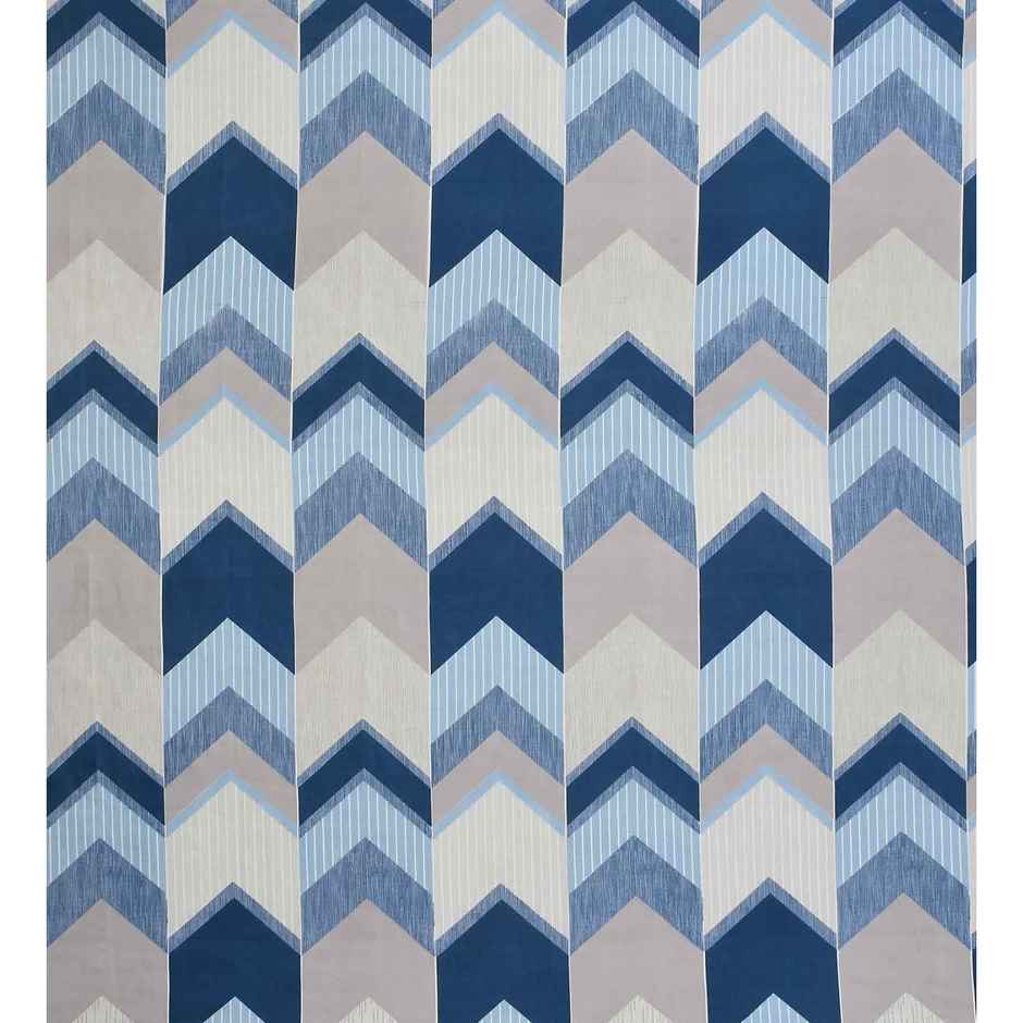 CasaCraft Pepperfry Queen Flat Bedsheet with 2 Pillow Cover Grey and Blue Abstract 180 Thread Count
