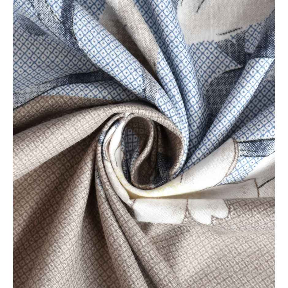Casacraft by Pepperfry Fitted King Size Floral 220 TC Bedsheet | With 2 Pillow Cover | Brown & Blue