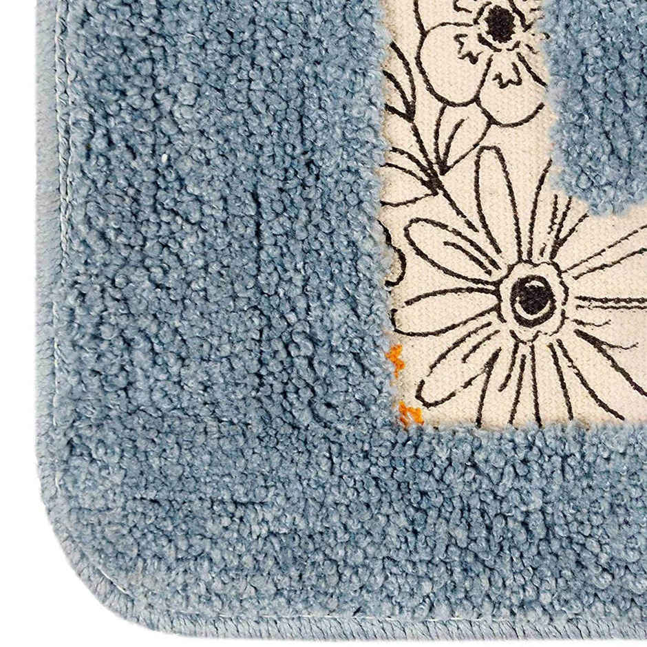 CasaCraft Pepperfry Runner 55x16 Inch Blue Cotton Hand Tufted Non Slip Rubber Backing Soft Rug