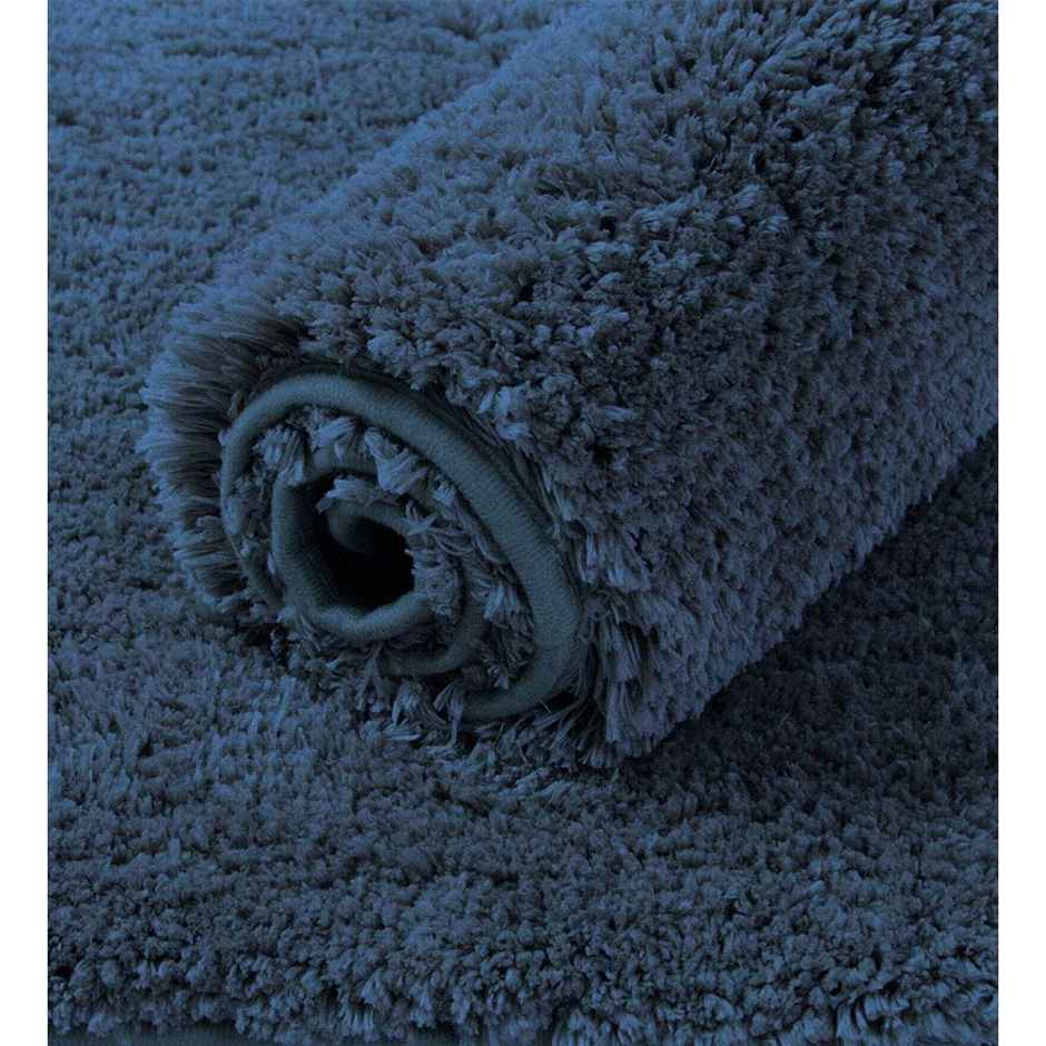 Casacraft by Pepperfry Microfibre Anti- Skid Door Mat | 43 x 31 cm | Navy Blue Solid