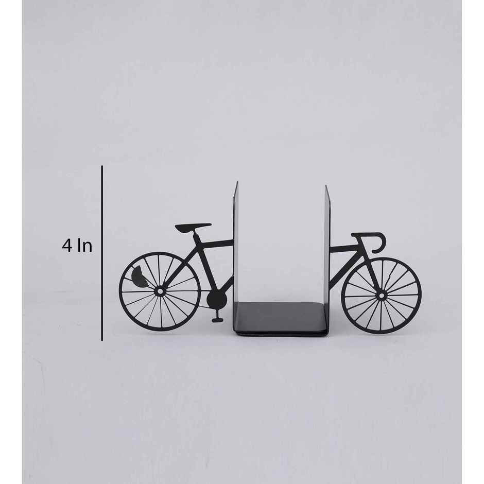 CasaCraft Pepperfry Bicycle Design Decorative Modern Black Heavy Duty Metal Bookends for Home