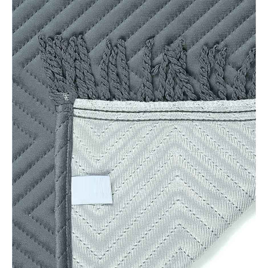 CasaCraft Pepperfry 3 Sofa Covers and Set of 3 Grey Zig-Zag Reversible Velvet Throw Cover for Home