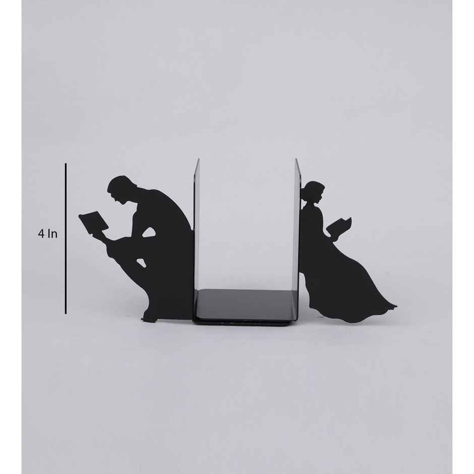 Casacraft Pepperfry Typography Design Iron Matte Black Finish Bookend for Reading Books for Home