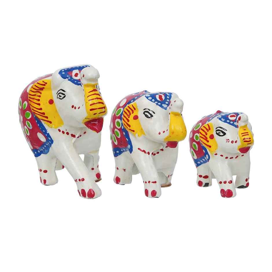 Casacraft Pepperfry Elephant Good Luck Figurine Set | Multicolor Handcrafted Showpieces For Home