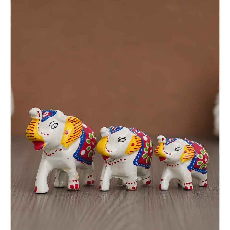 Casacraft Pepperfry Elephant Good Luck Figurine Set | Multicolor Handcrafted Showpieces For Home