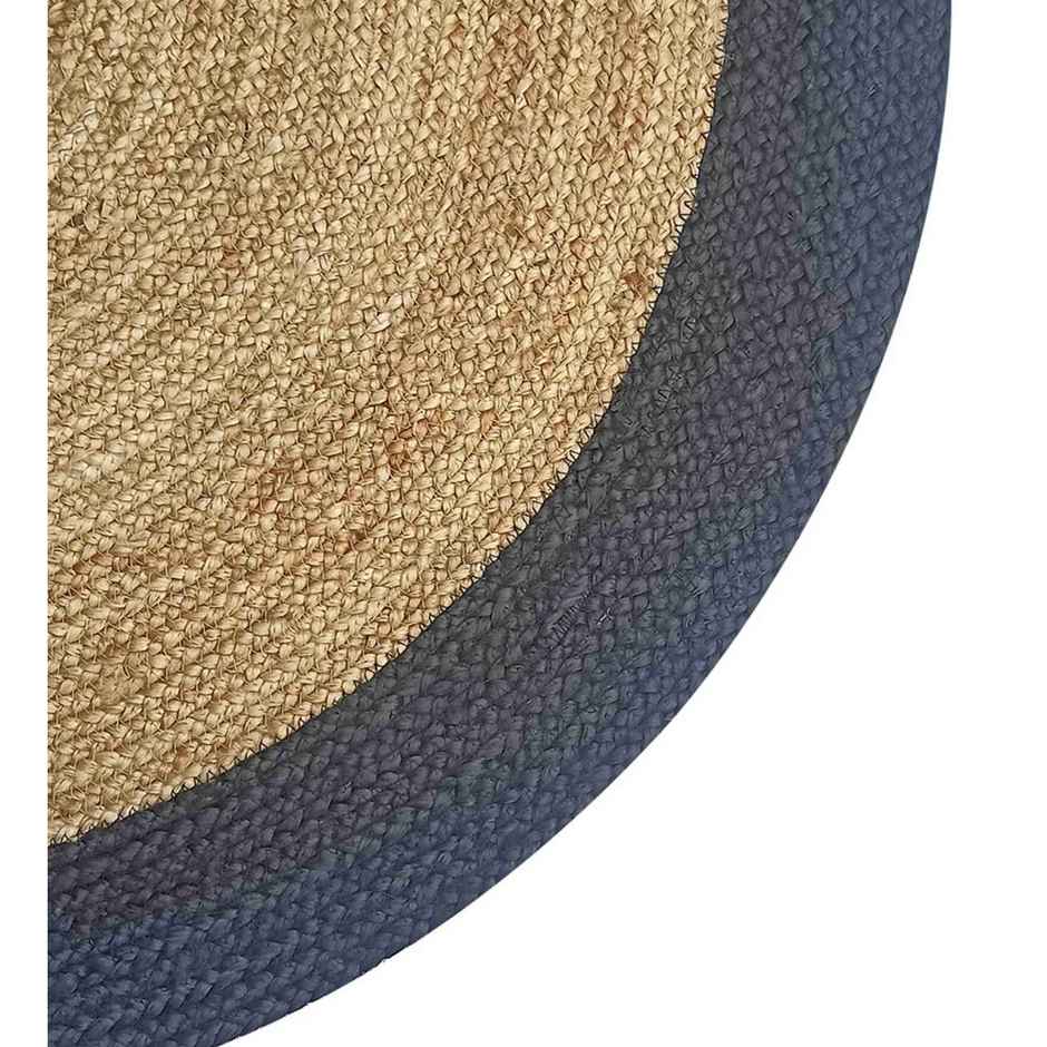 CasaCraft Pepperfry Carpet, 3 x 3 Feet Round Multicolor Geometric Jute Hand Woven Carpet Soft Rug